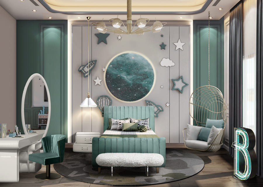 green kids bed kids' room