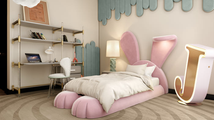 PINK BUNNY KIDS BED