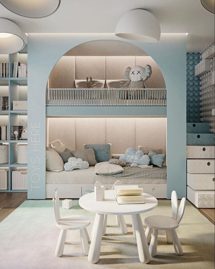 luxury blue bunk bed