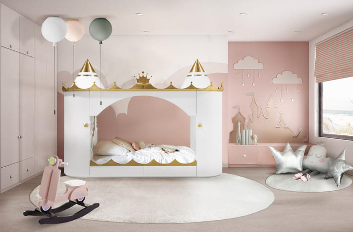 magical white kids bed