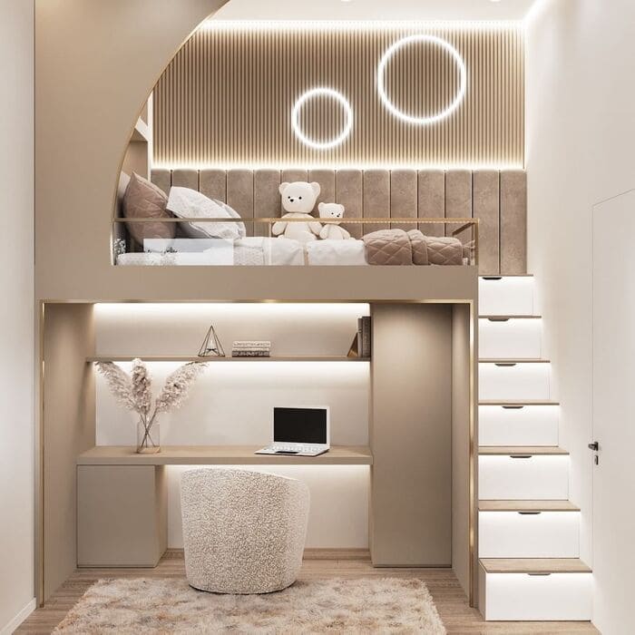 neutral girls bunk bed