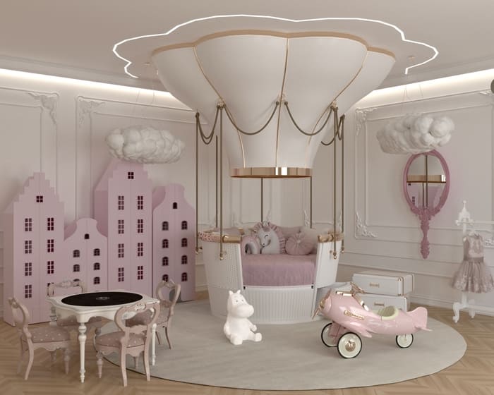 luxury kids room with the fantastic fantasy air balloon