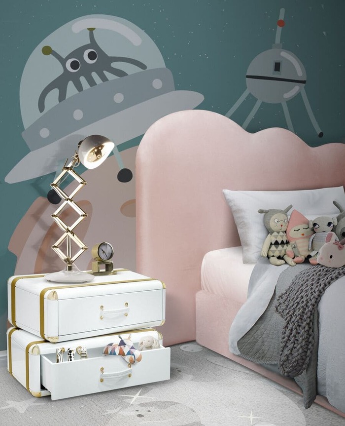 luxury kids white nightstand