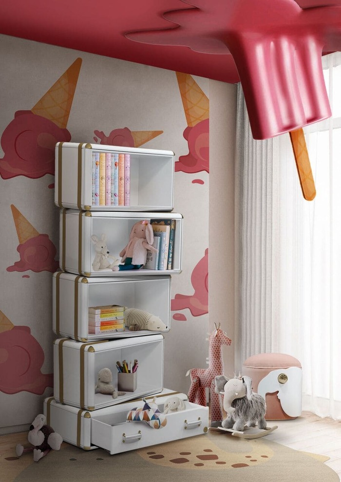 white luxury kids bookcase