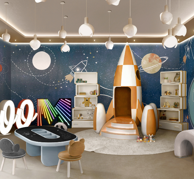 A Cosmic Wonderland: The Ultimate Luxury Playroom for Kids