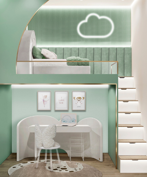 A Dreamy Oasis: Mint Green Elegance in a Girl's Luxury Bedroom