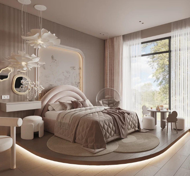 A Dreamy Pink Girls' Bedroom: Where Elegance Meets Comfort