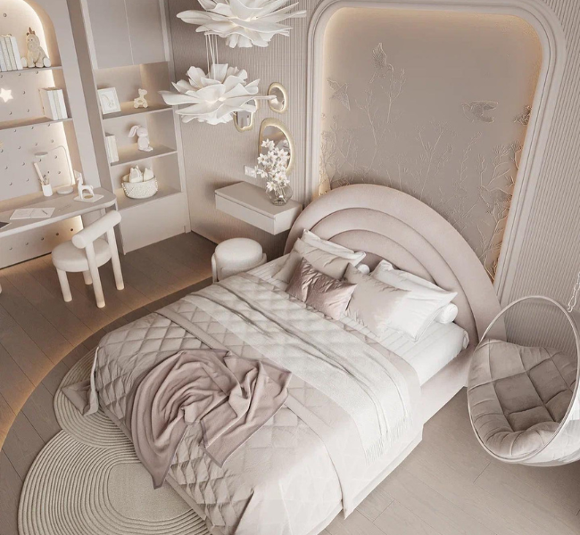 A Dreamy Pink Girls' Bedroom: Where Elegance Meets Comfort