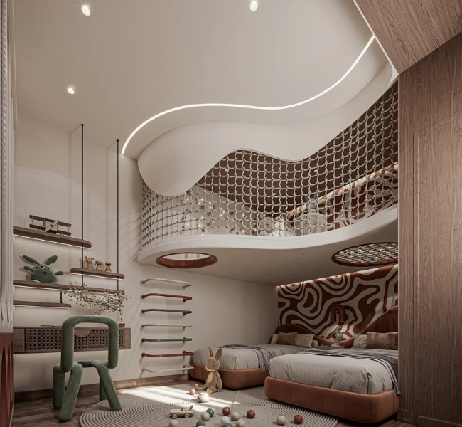A Dual-Purpose Dream: Modern Children Bedroom with Integrated Playroom