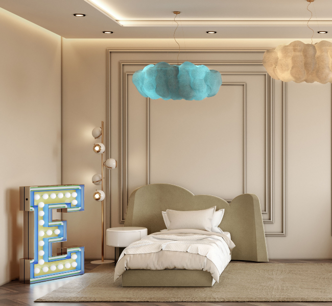 A Neutral Kids' Bedroom With A Pop of Color