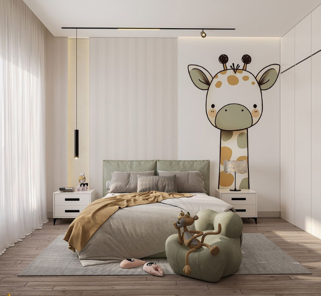 A Whimsical Giraffe Retreat: A Cozy and Playful Bedroom Design