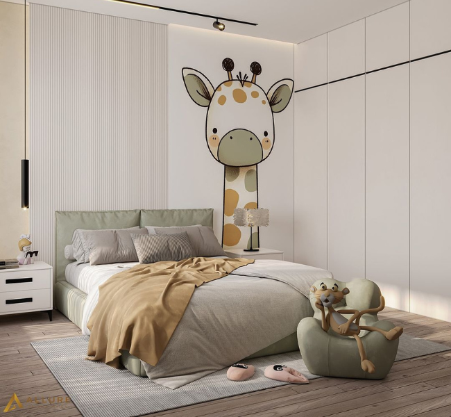 A Whimsical Giraffe Retreat: A Cozy and Playful Bedroom Design