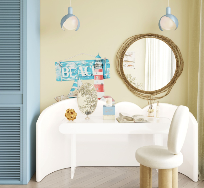 Beige And Blue Collide Smoothly In This Magical Kids' Bedroom