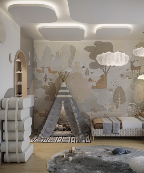 Cloudy Kids Bedroom Design with Modern Elements