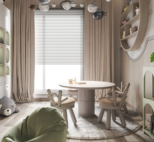 Creating a Playful and Neutral Space: A Cosmic-Themed Children's Room