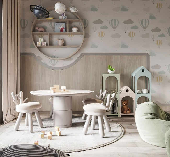 Creating a Playful and Neutral Space: A Cosmic-Themed Children's Room