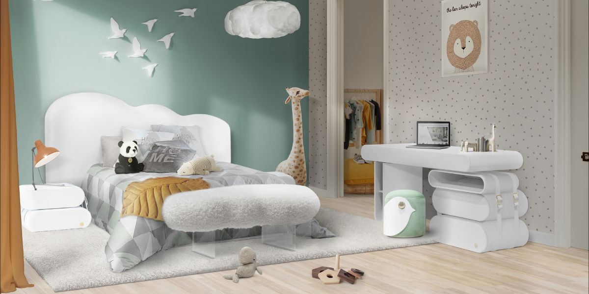 Dive into the Calm with a Green-themed Bedroom and Cloudy Vibes