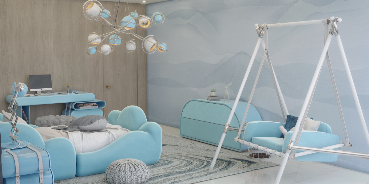 Dive into Tranquility: Dreamy Blue Kids' Bedroom