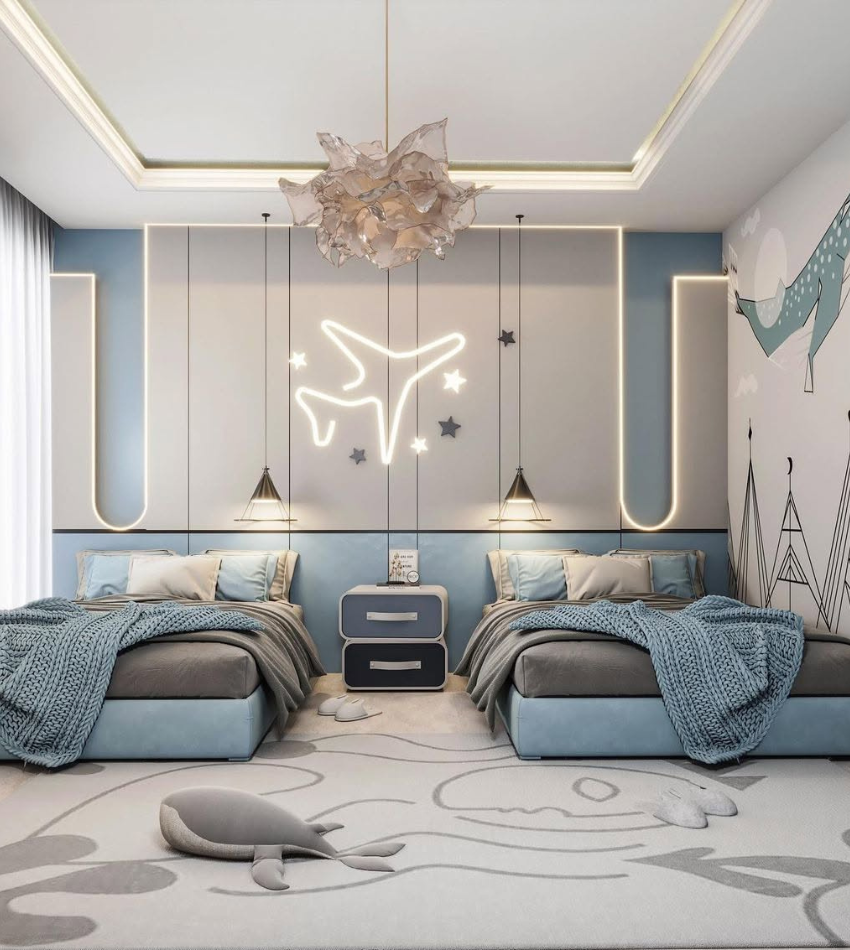 Dreamy Blue Haven: A Stylish Boys' Bedroom in Paris