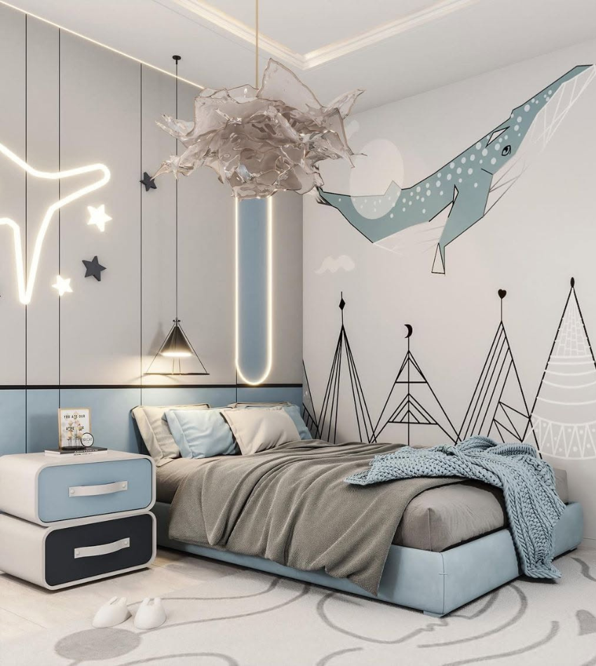 Dreamy Blue Haven: A Stylish Boys' Bedroom in Paris