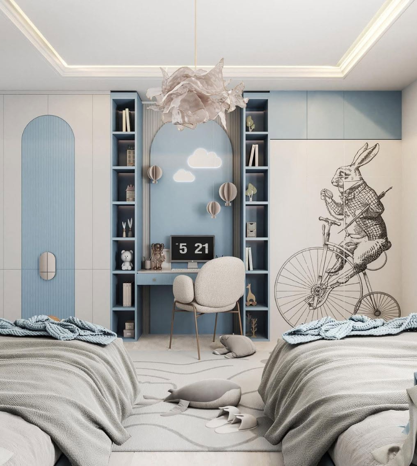 Dreamy Blue Haven: A Stylish Boys' Bedroom in Paris