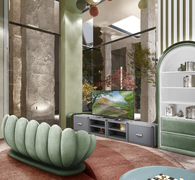 Exploring a Vibrant Kids Playroom with Lush Green Accents
