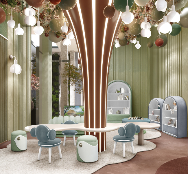 Exploring a Vibrant Kids Playroom with Lush Green Accents