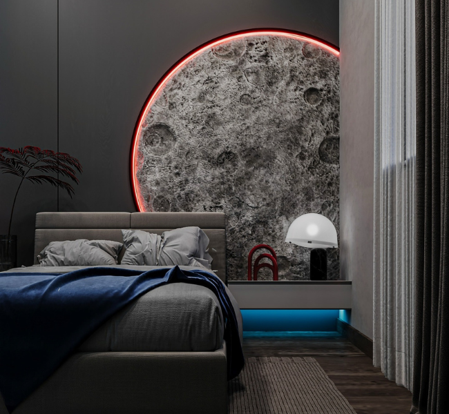 Futuristic Gamer’s Haven with a Cosmic Touch