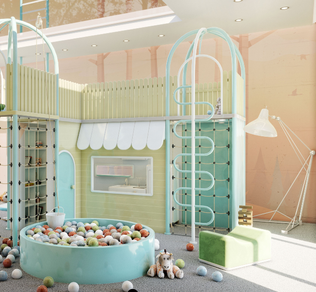 Green Mint Tones And Unlimited Creativity Meet In This Kids' Playroom