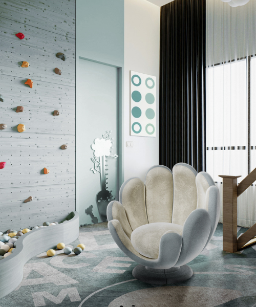 Luxurious Blue-Toned Kids' Playroom: A World of Elegance and Imagination