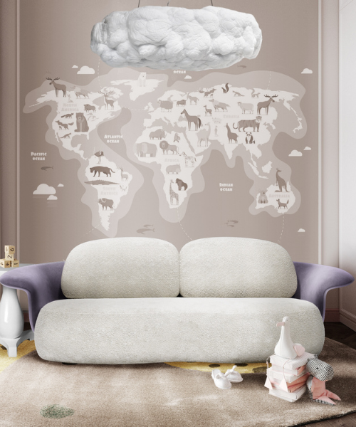 Luxurious Kids' Living Room for Young Animal and Geography Enthusiasts