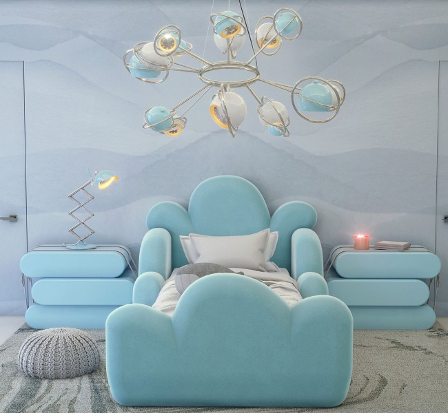 Peacefulness Unlocked: A Kids' Bedroom Design In Turquoise Blue