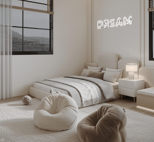 Serene Elegance: A Dreamy Luxury Bedroom for Kids