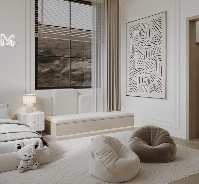 Serene Elegance: A Dreamy Luxury Bedroom for Kids