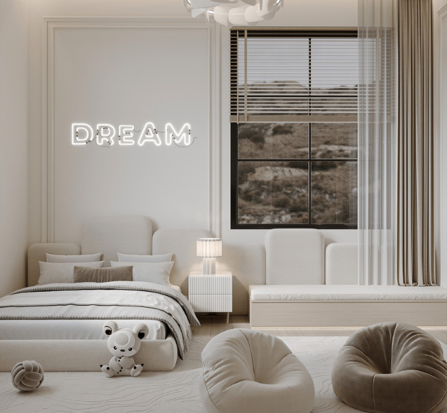Serene Elegance: A Dreamy Luxury Bedroom for Kids