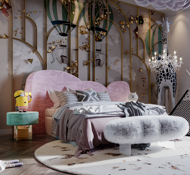 Textural Beauty, Unexpected Colors and Magical Furniture In This Contemporary Kids' Bedroom