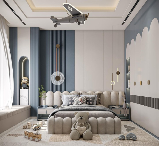 Transforming Spaces: Tarek Alkhattab's Light Blue Kids' Bedrooms