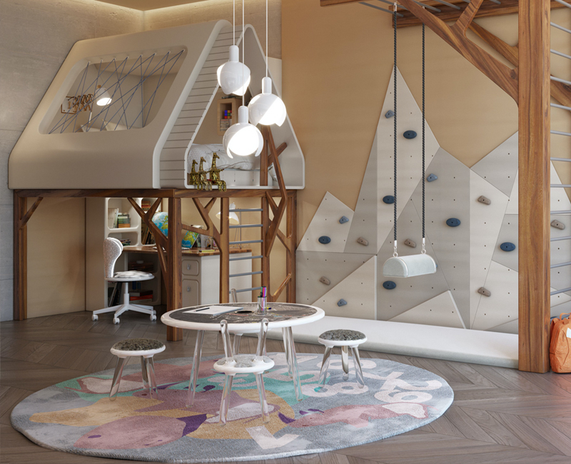 The Rhino’s Troupe Round circu magical furniture kids rugs
