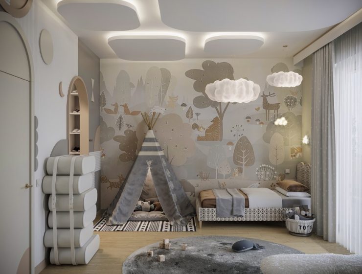 Cloudy Kids Bedroom Design with Modern Elements