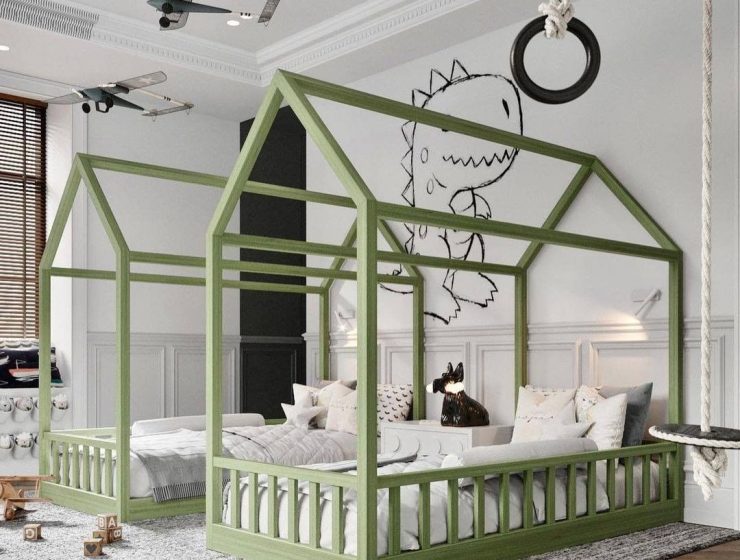 Modern Shared Kids Bedroom with Framed Beds by ATO Studio