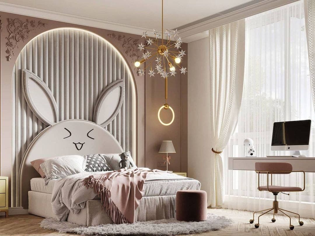 Modern Girls Bedroom in Blush Pink by Yasmeen Wassim
