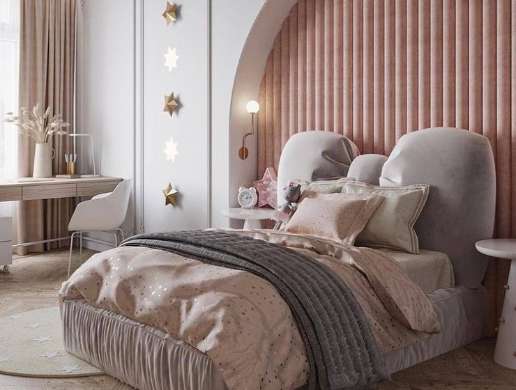 Modern Contemporary Girls Bedroom In Soft Tones