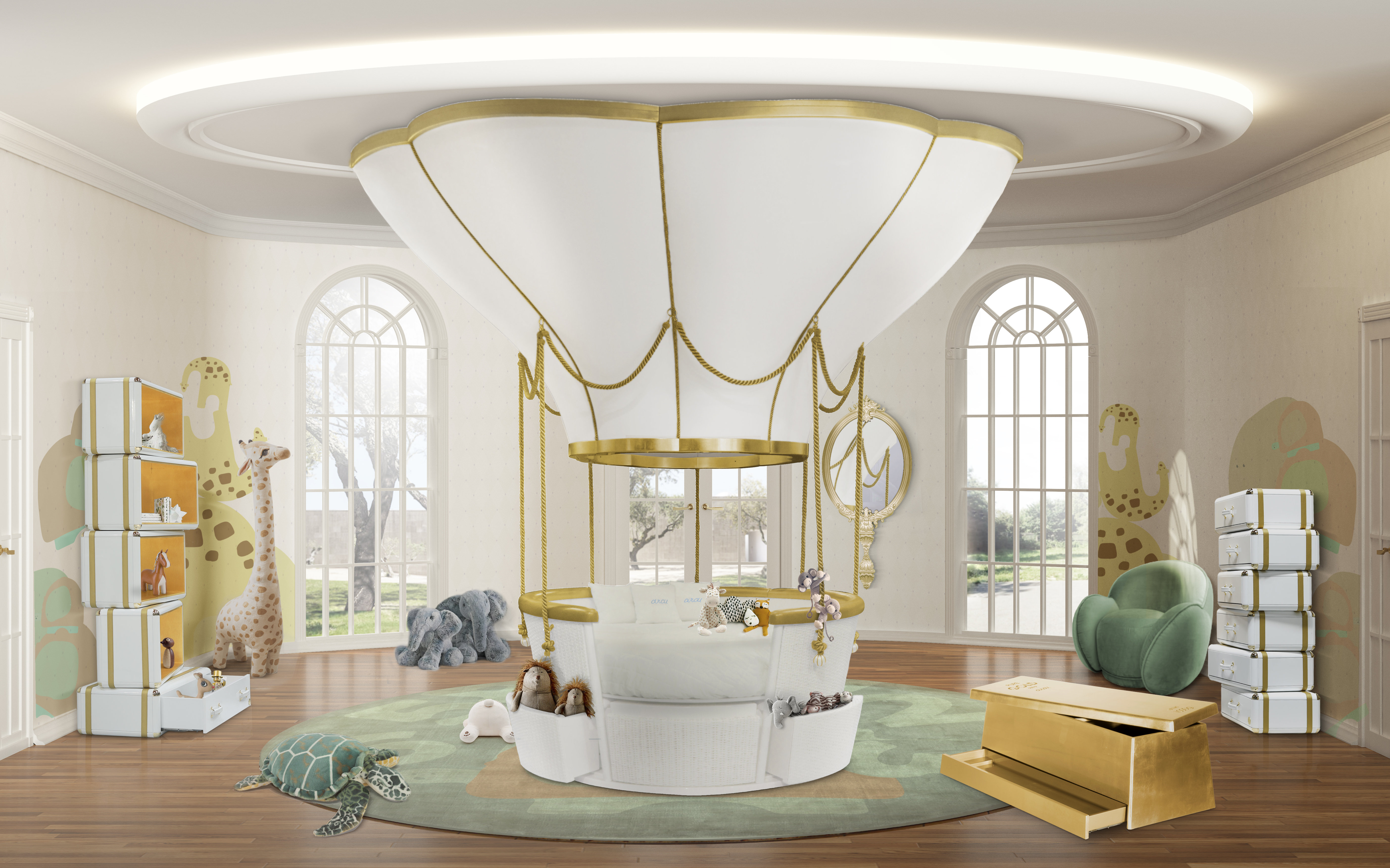 Amazing luxury kids room with an animal theme 