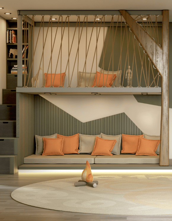 Luxury kids indoor treehouse playroom