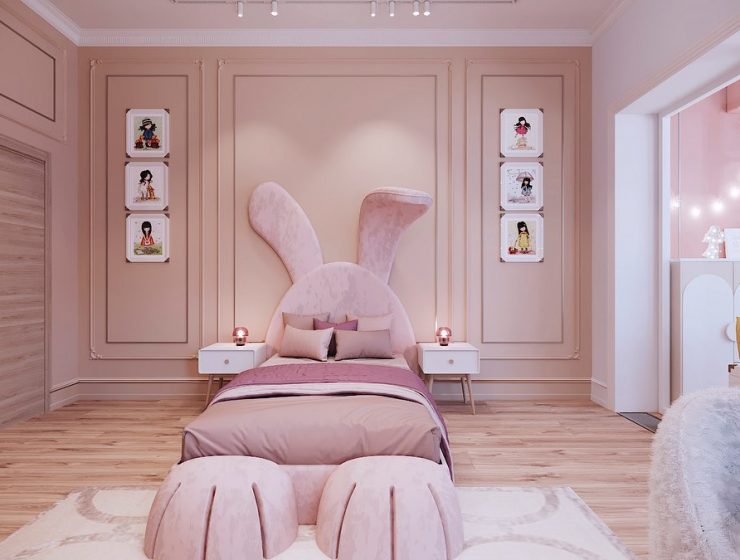 Irina Kobets designed this Beautiful Pink Bedroom