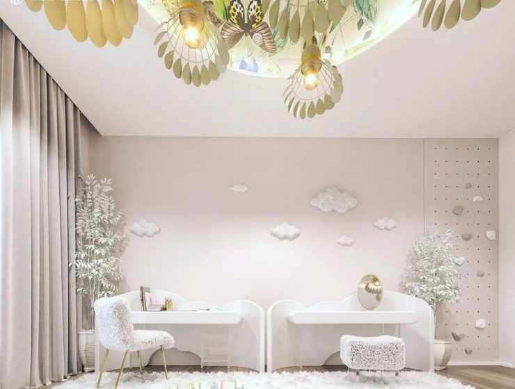 An adorable girls' study area