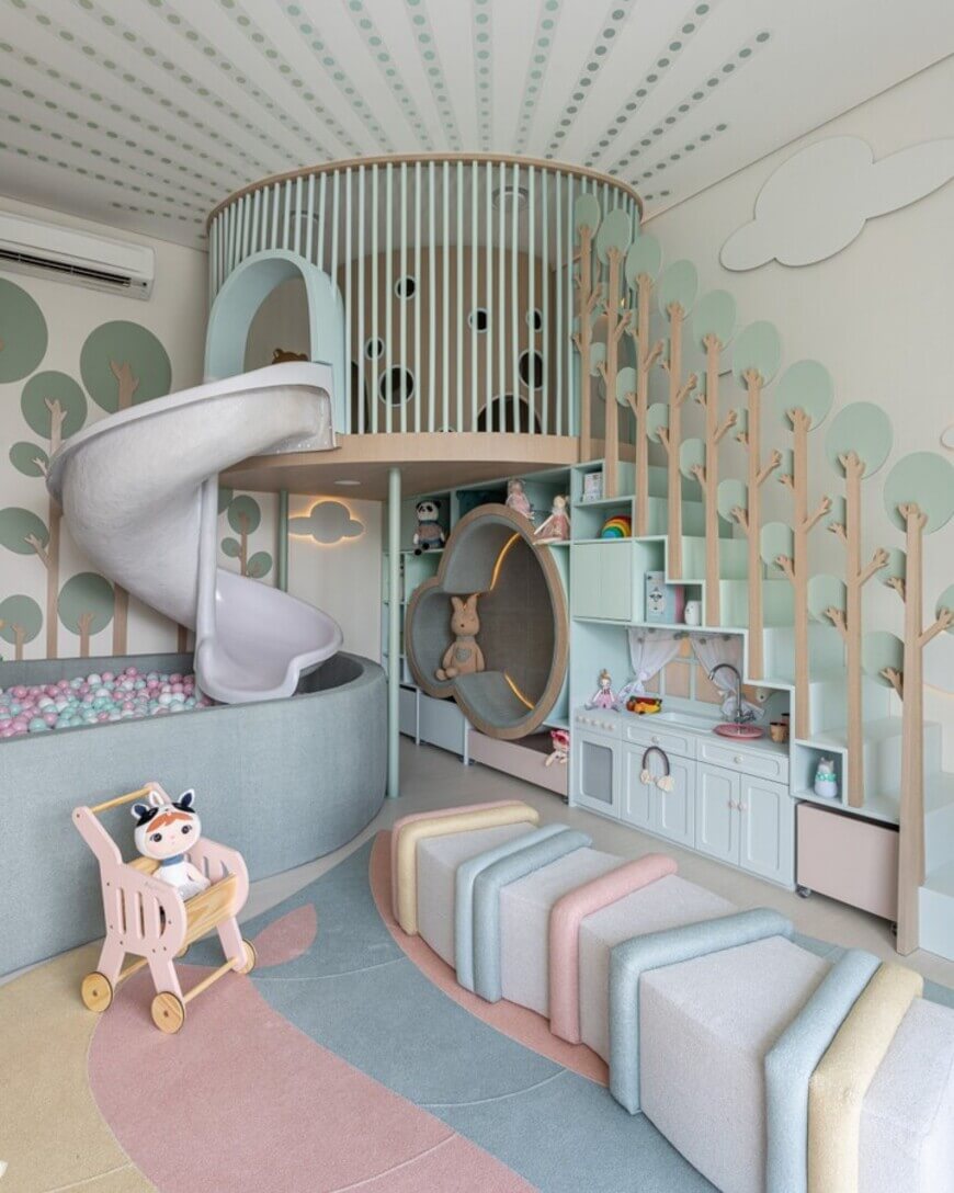 Pastel Color Kids’ Playroom Design By Lovisaro