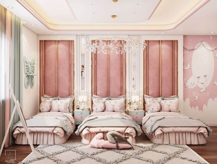 Princess Girls' Room For Three Sisters