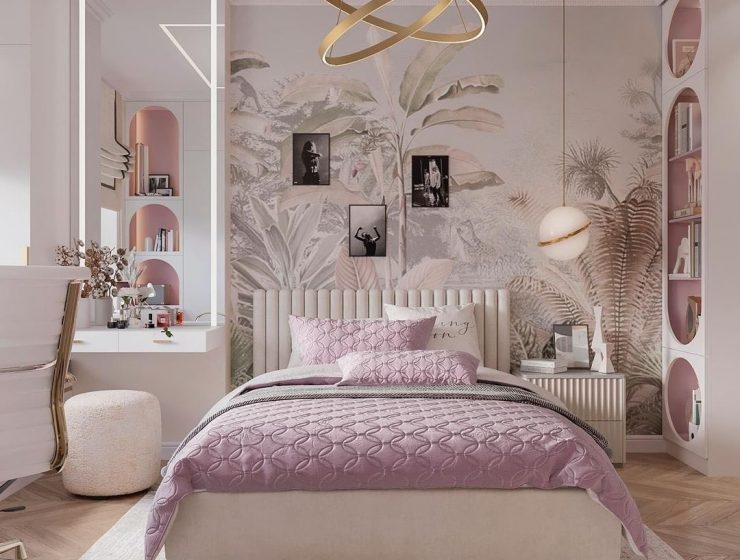 Luxurious Pink Bedroom Design by Marideco