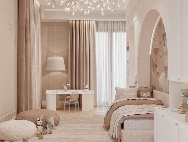 Luxury Girl Bedroom With Powdery Peach-Colored Tones